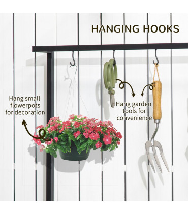 3 Tiered Plant Stand Rack with Hanging Hooks for Indoor Outdoor Decoration