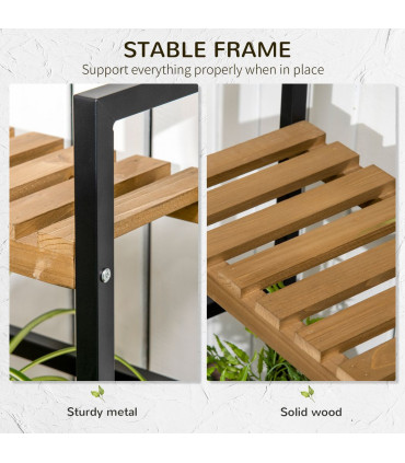 3 Tiered Plant Stand Rack with Hanging Hooks for Indoor Outdoor Decoration