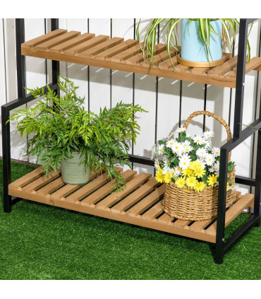 3 Tiered Plant Stand Rack with Hanging Hooks for Indoor Outdoor Decoration