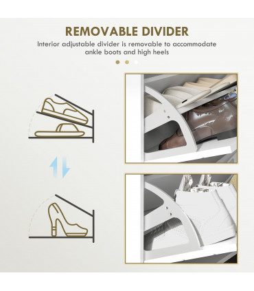 HOMCOM Narrow Shoe Storage Cabinet with 4 Flip Drawers for 16 Pairs of Shoes