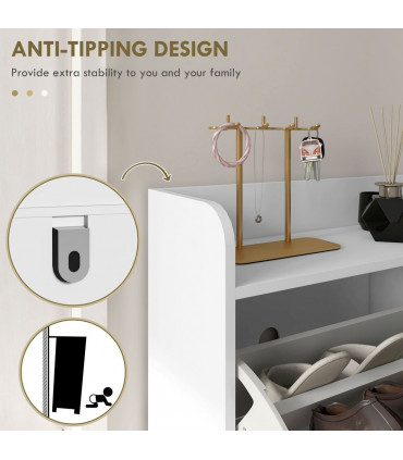 HOMCOM Narrow Shoe Storage Cabinet with 4 Flip Drawers for 16 Pairs of Shoes