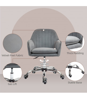 HOMCOM Office Chair, Swivel Desk Chair w/ Adjustable Height, Grey