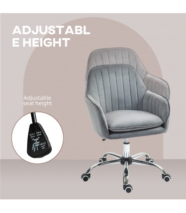 HOMCOM Office Chair, Swivel Desk Chair w/ Adjustable Height, Grey