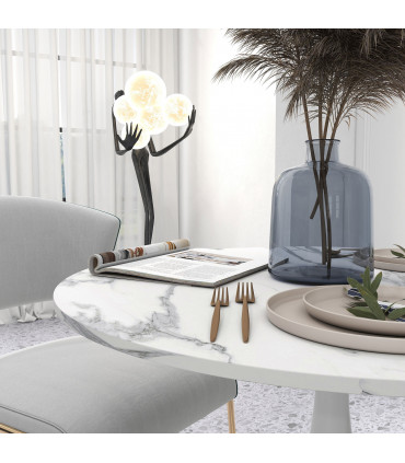 HOMCOM Round Dining Table with Steel Base for Living Room, Dining Room