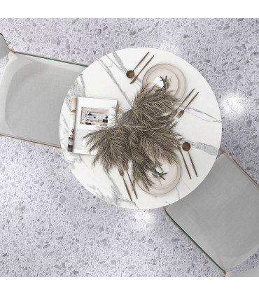 HOMCOM Round Dining Table with Steel Base for Living Room, Dining Room