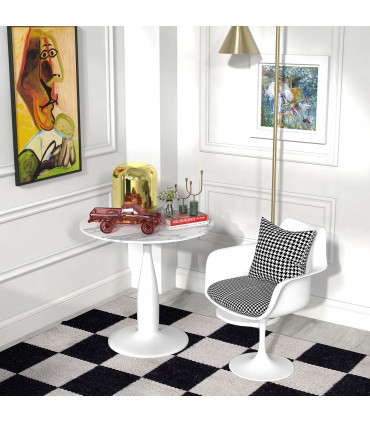 HOMCOM Round Dining Table with Steel Base for Living Room, Dining Room