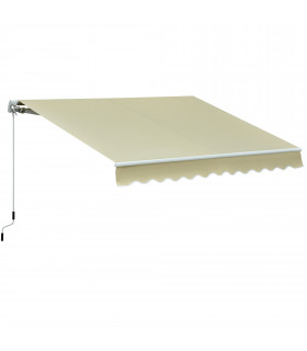 Manual Retractable Awning 100% polyester Cream 295cm x 250cm x 160cm