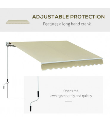 Manual Retractable Awning 100% polyester Cream 295cm x 250cm x 160cm