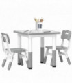 AIYAPLAY 3 Pcs Height Adjustable Kids Table and Chair Set for Playroom - Grey