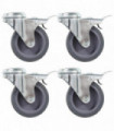 Bolt Hole Swivel Casters with Double Brakes 4 pcs 75 mm