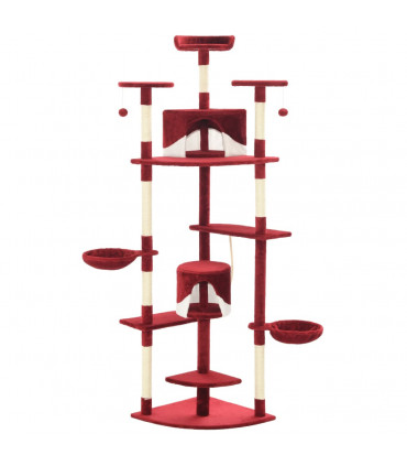 Cat Tree with Sisal Scratching Posts 203 cm Red and White