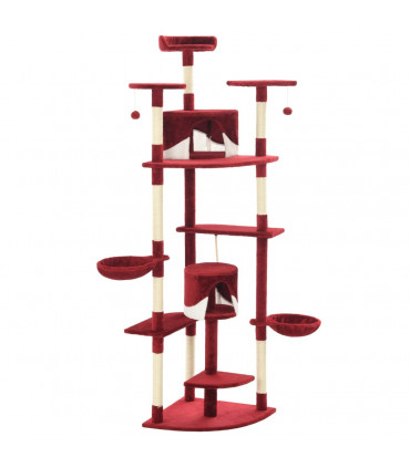 Cat Tree with Sisal Scratching Posts 203 cm Red and White