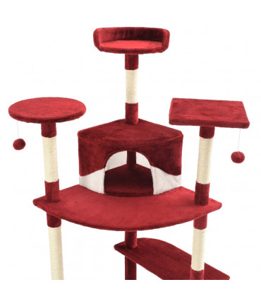 Cat Tree with Sisal Scratching Posts 203 cm Red and White