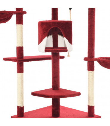 Cat Tree with Sisal Scratching Posts 203 cm Red and White