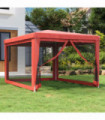 Party Tent with 4 Mesh Sidewalls Red 3x4 m HDPE
