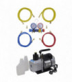 Vacuum Pump 50 L/min with 4-way Manifold Gauge Set in Tool Kit
