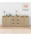 vidaXL 3 Piece Sideboards Sonoma Oak Engineered Wood