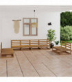 vidaXL 8 Piece Garden Lounge Set Honey Brown Solid Pinewood