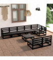 vidaXL 9 Piece Garden Lounge Set Black Solid Pinewood