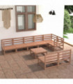 vidaXL 9 Piece Garden Lounge Set Honey Brown Solid Pinewood