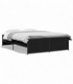 vidaXL Bed Frame Black 135x190 cm Double Engineered Wood and Metal