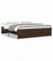 vidaXL Bed Frame Brown Oak 180x200 cm Super King Engineered Wood and Metal