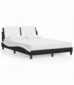 vidaXL Bed Frame with Headboard Black and White 140x200 cm Faux Leather