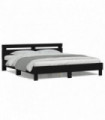 vidaXL Bed Frame with Headboard and LED Black 180x200 cm Super King Size