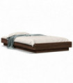 vidaXL Bed Frame with LED Lights Brown Oak 90x200cm Engineered Wood