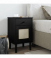 vidaXL Bedside Cabinet SENJA Rattan Look Black 40x35x65 cm Solid Wood Pine