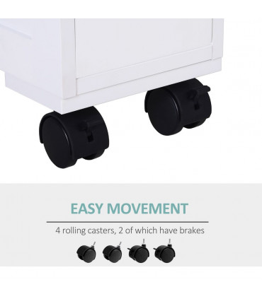 Bathroom Cabinet White MDF 71.5H x 16W x 52Dcm Slim Design 2 Drawers Open Top