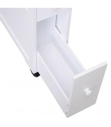 Bathroom Cabinet White MDF 71.5H x 16W x 52Dcm Slim Design 2 Drawers Open Top