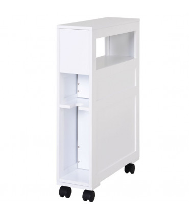 Bathroom Cabinet White MDF 71.5H x 16W x 52Dcm Slim Design 2 Drawers Open Top