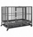 vidaXL Dog Cage with Wheels Steel 92x62x76 cm