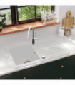 Granite Kitchen Sink Single Basin with Drainer Reversible Cream White