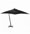 Hanging Parasol with Pole Black 3x3 m Solid Fir Wood