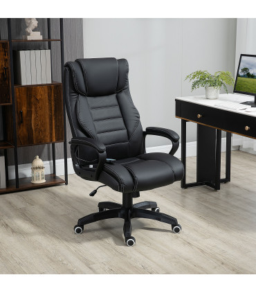 High Back 6 Points Vibration Massage Executive Office Chair, Black Vinsetto