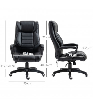 High Back 6 Points Vibration Massage Executive Office Chair, Black Vinsetto