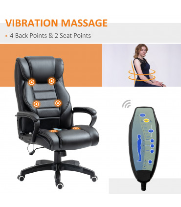 High Back 6 Points Vibration Massage Executive Office Chair, Black Vinsetto