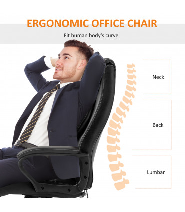 High Back 6 Points Vibration Massage Executive Office Chair, Black Vinsetto