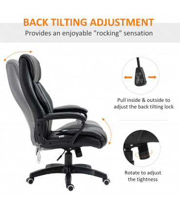 High Back 6 Points Vibration Massage Executive Office Chair, Black Vinsetto