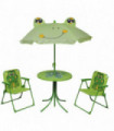 vidaXL 3 Piece Kids' Garden Bistro Set with Parasol Green