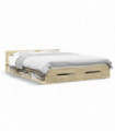vidaXL Bed Frame with Drawers Sonoma Oak 160x200 cm Engineered Wood