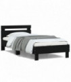 vidaXL Bed Frame with Headboard Black 100x200 cm Engineered wood