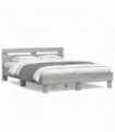 vidaXL Bed Frame with Headboard Grey Sonoma 140x200 cm Engineered Wood