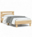vidaXL Bed Frame with Headboard and LED Lights Sonoma Oak 75x190 cm Small Single