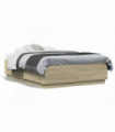 vidaXL Bed Frame with LED Lights Sonoma Oak 140x190 cm Engineered Wood