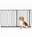 Pet Safety Gate Dog Barrier W/ Door Pressure Fit for Doorways, 75-145W cm, Black