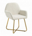 HOMCOM Modern Accent Chair Velvet-Touch Upholstered Armchair Cream White