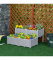 Set of 4 Garden Raised Bed Elevated Patio Flower Planter Box PP Vegetables Grey